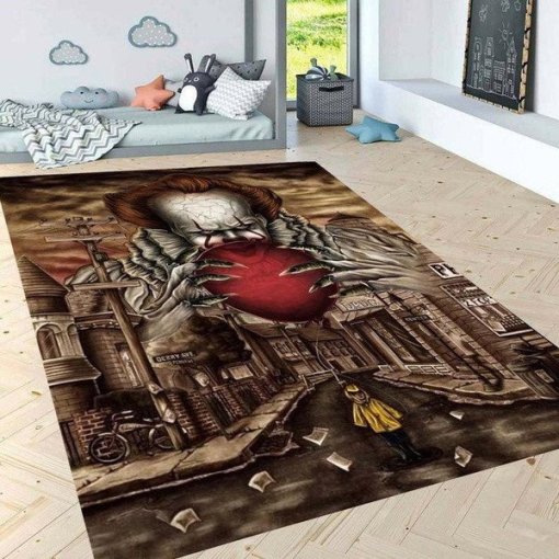 Pennywise Rug Clown Housewarming Gift Family Welcome Rug Custom Funny Rug Halloween Christmas Holiday