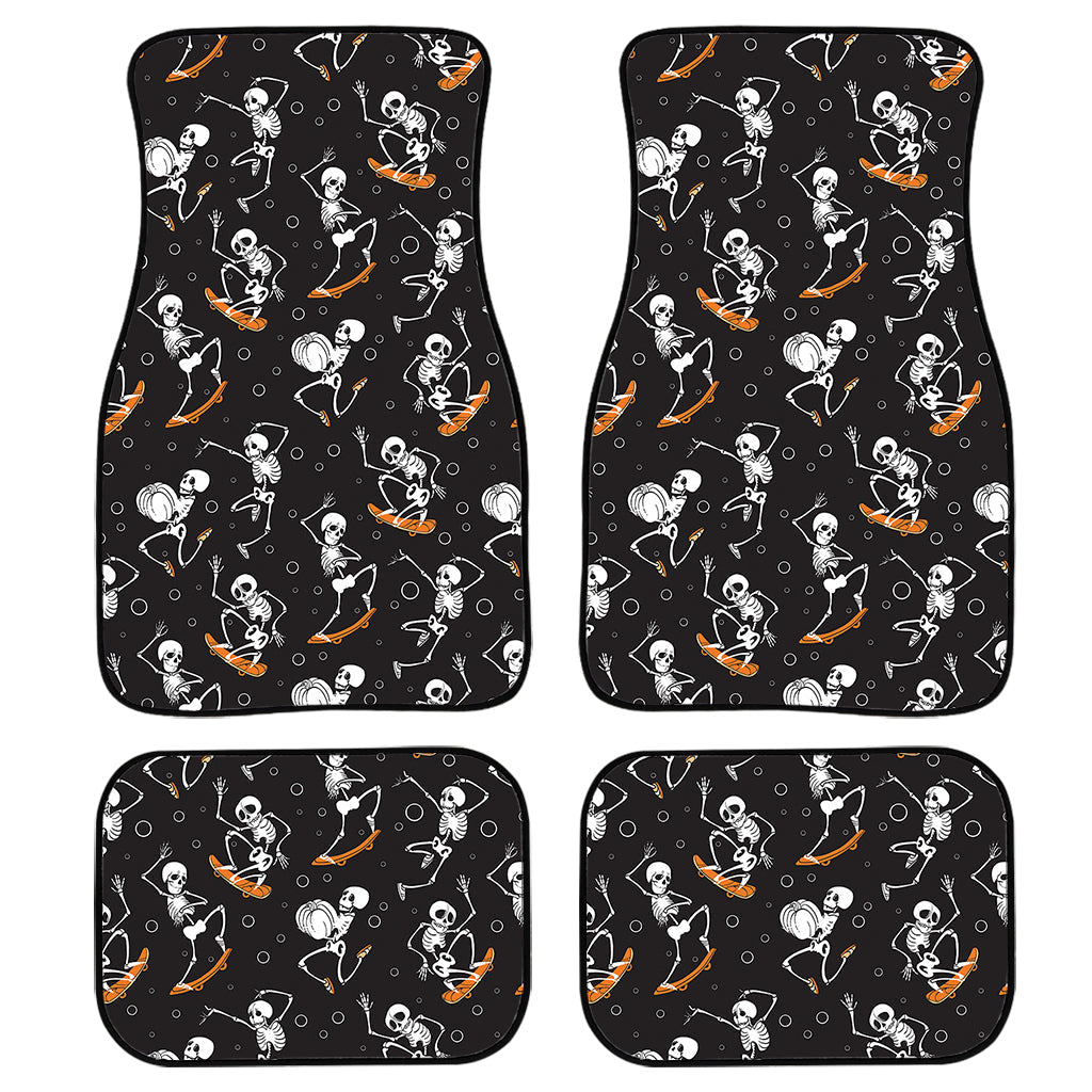 Skateboarding Skeleton Pattern Print Front And Back Car Floor Mats, Front Car Mat