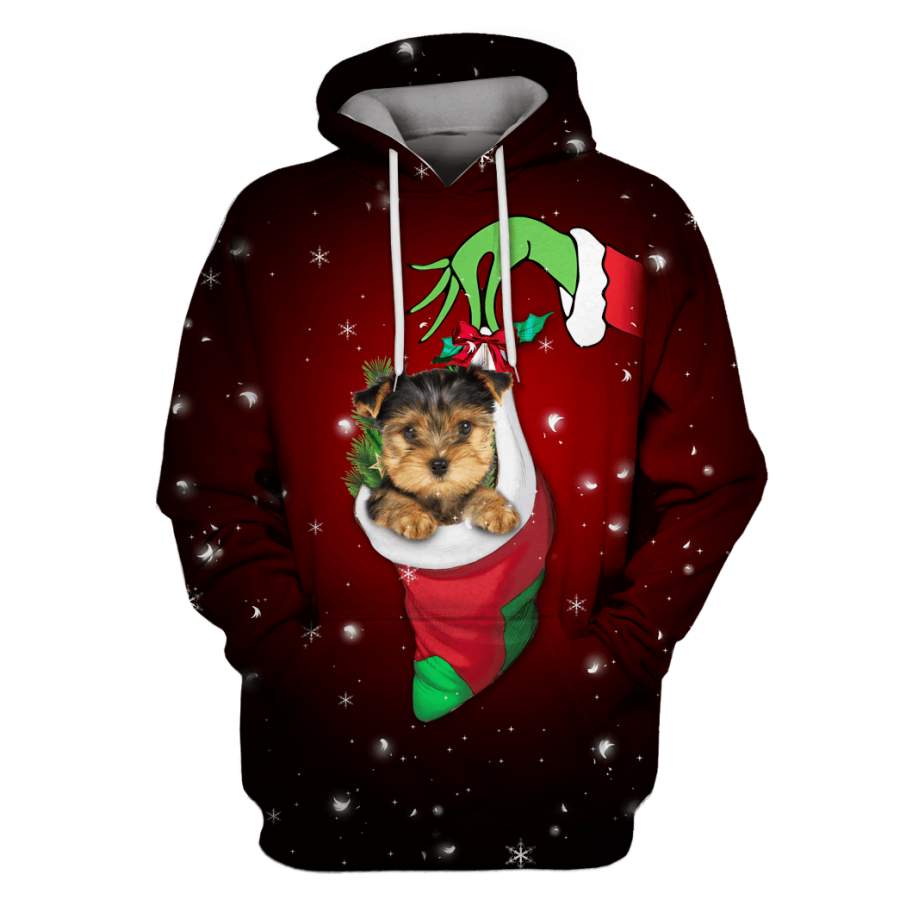 Christmas yorkshire terrier Custom T-shirt – Hoodies Apparel