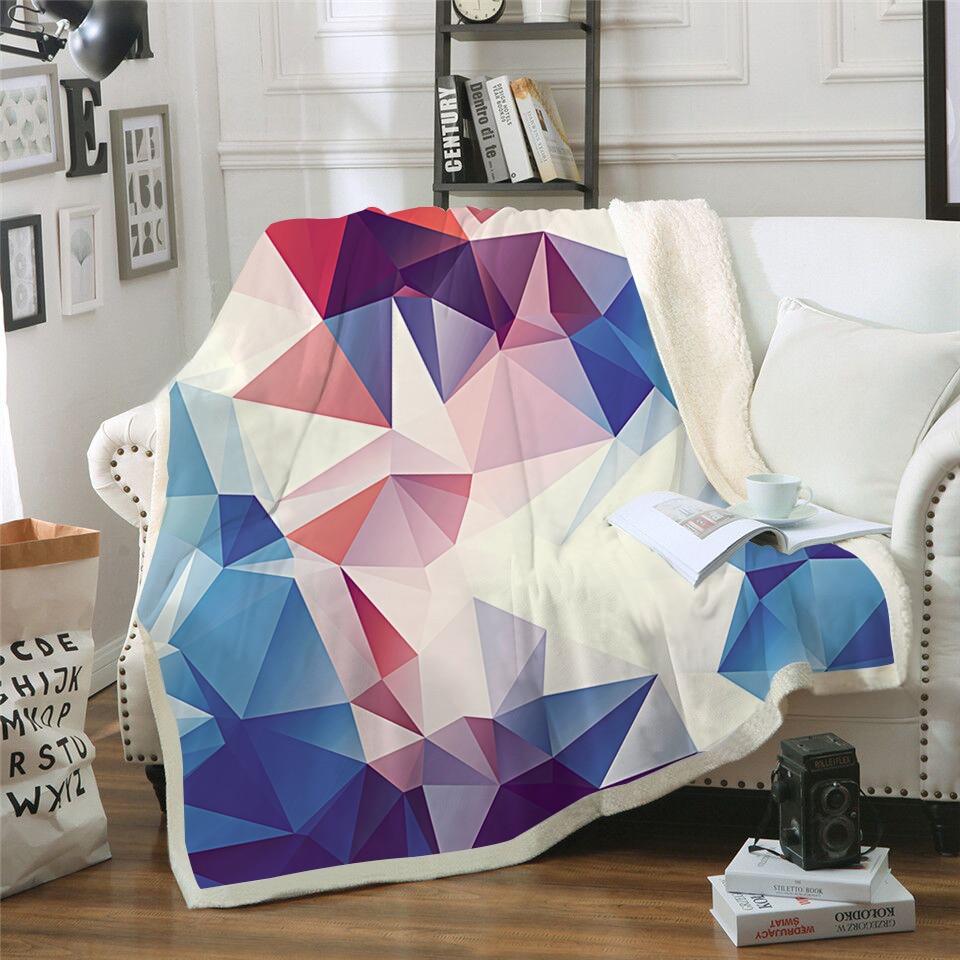 Blue Geometric Triangle Blanket Quilt