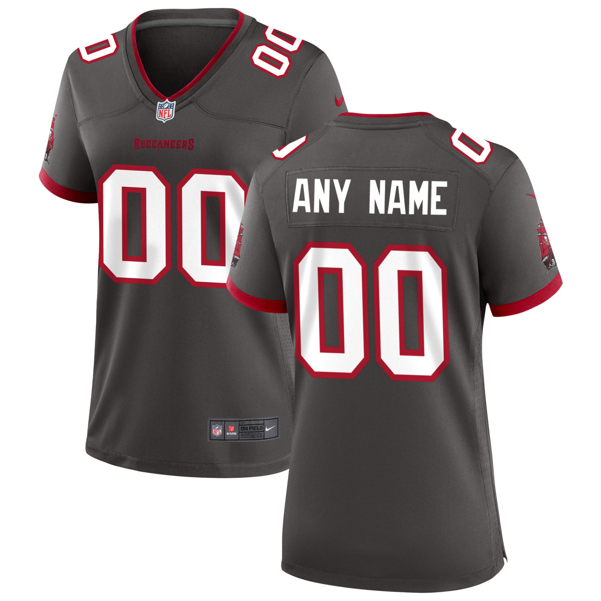 Tampa Bay Buccaneers Womens Alternate Custom Game Jersey Pewter Custom Jerseys NFL