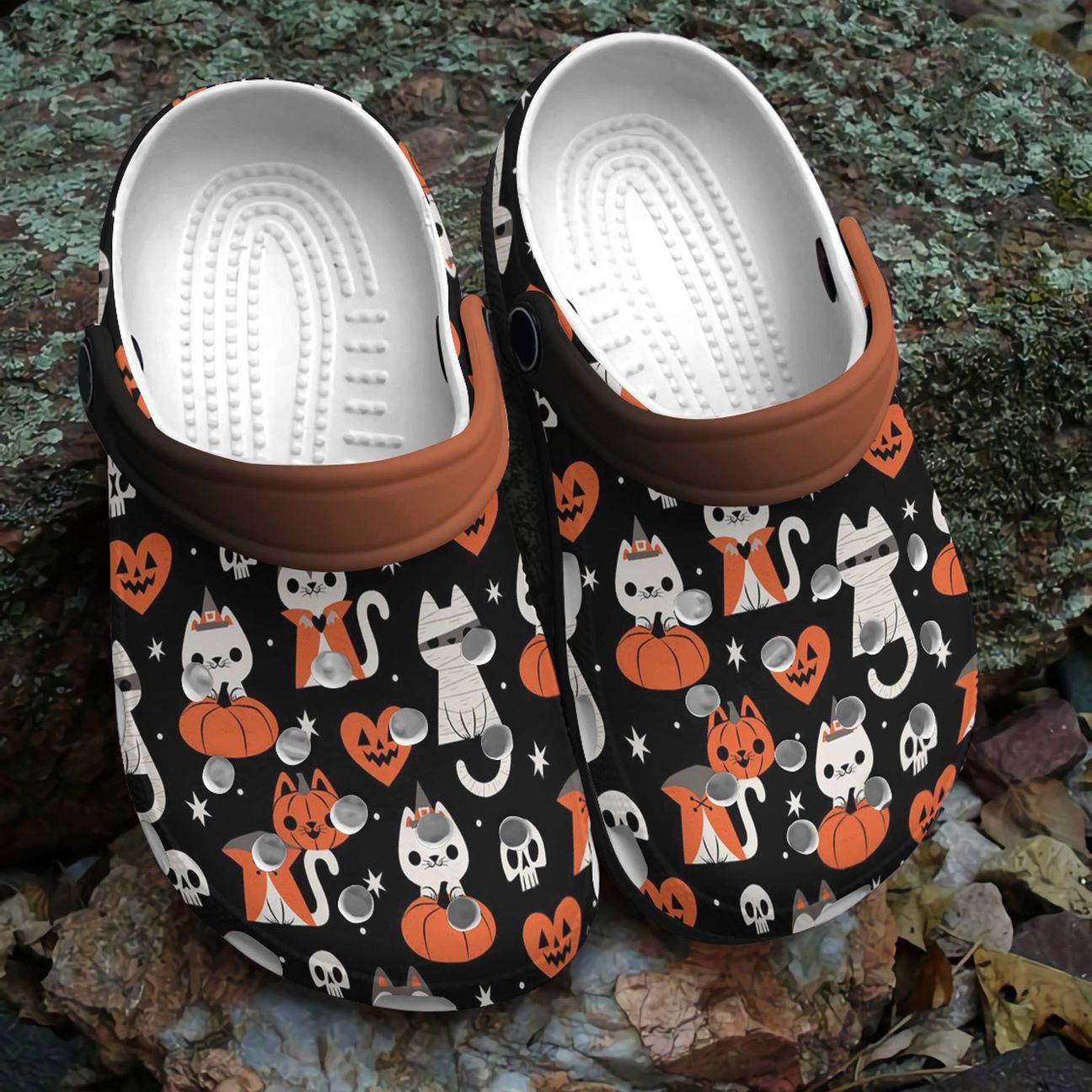 Halloween Personalized Clog, Custom Name, Text, Color, Number Fashion Style For Women, Men, Kid, Print 3D Creepy Kitties