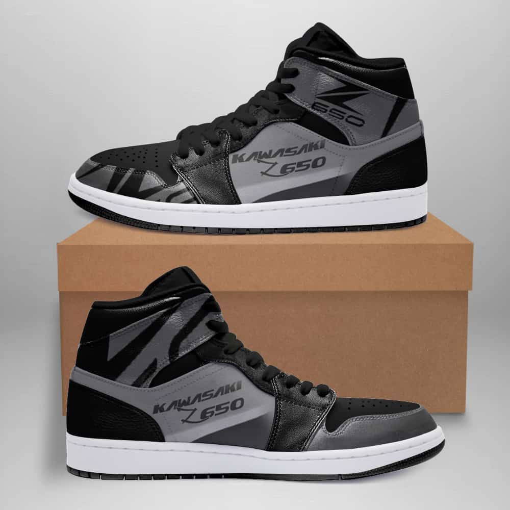 Kawasaki Z650 Black And Grey Design Air Jordan 1 High Printing Shoes Sneaker