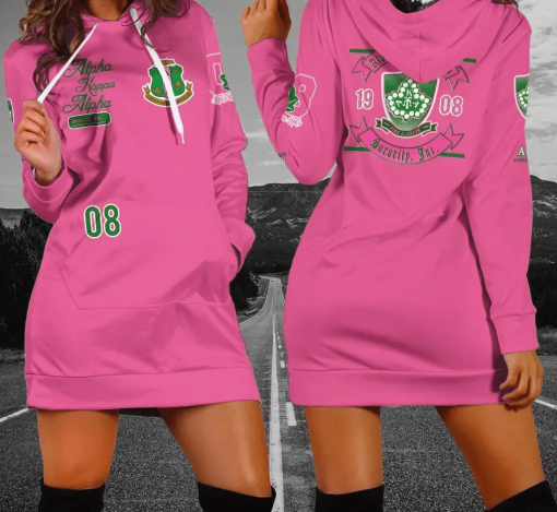 Alpha Kappa Alpha Sorority Inc 1908 Emblem Pink Hoodie Dress