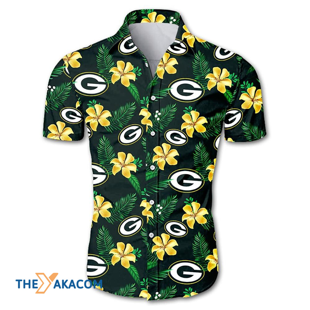 Green Bay Packers Nfl Team Floral Gift For Fan Button Up Shirt Short Sleeve Hawaii Ha18700