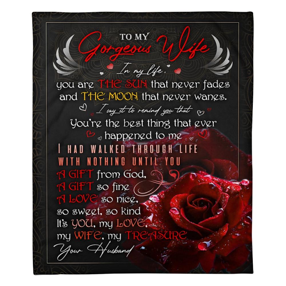 To Gorgeous Wife In My Life Rose Fleece Blanket Family Gift Home Decor Bedding Couch Sofa Soft And Comfy Cozy