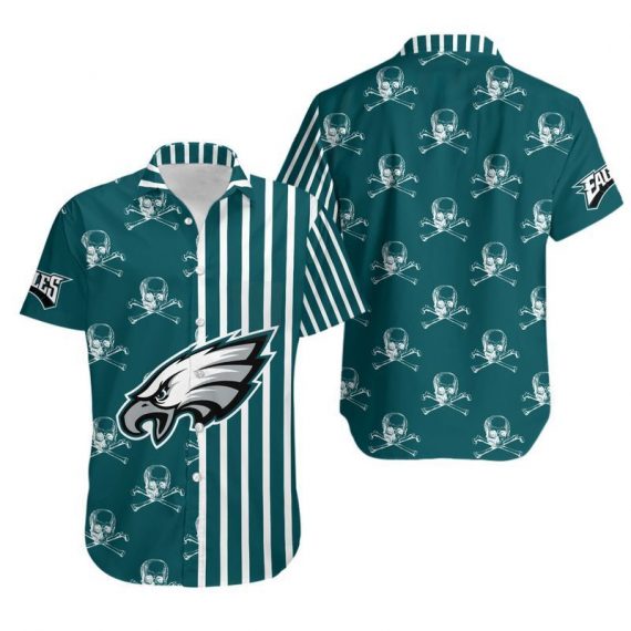 Gift For Husband Dad Philadelphia Eagles Stripes And Skull Hawaii Shirt Ha18720