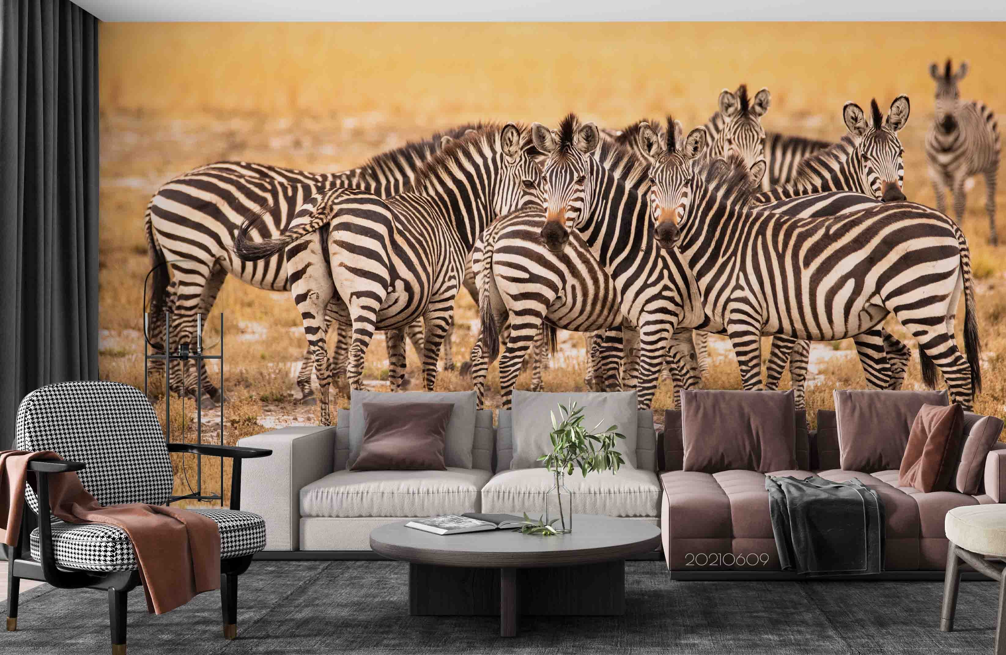 3D Africa Grassland Animal Zebra Wall Mural Wallpaper Sww1650