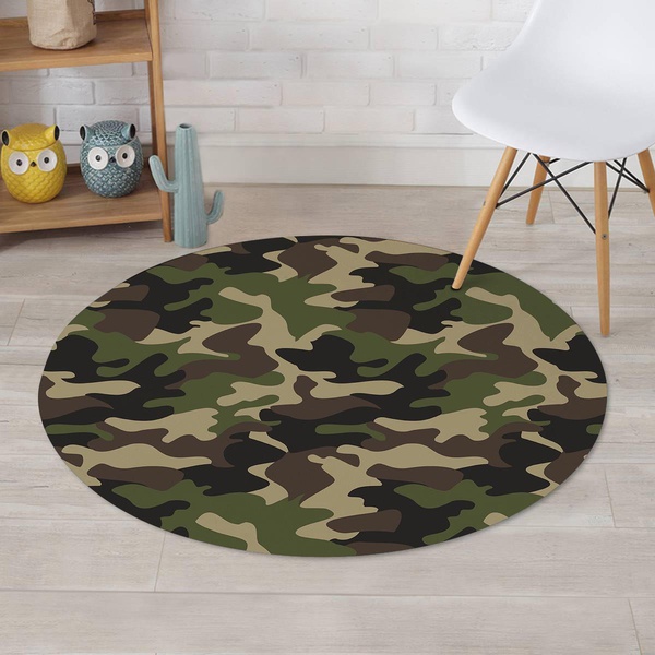 Camo Camouflage Print Round Rug