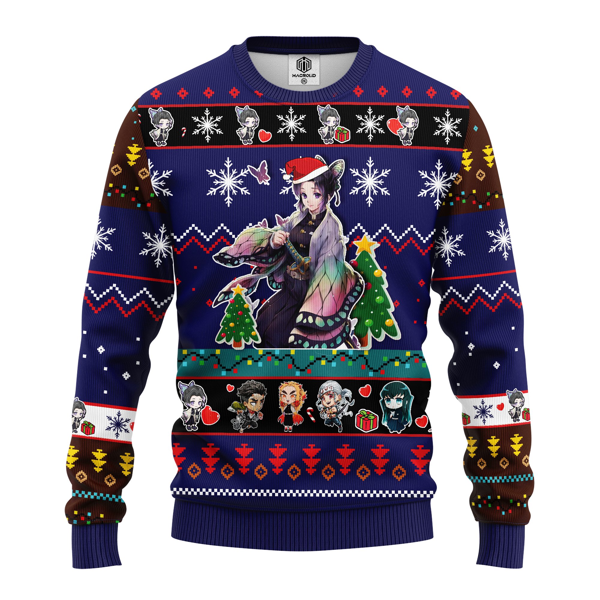 Shinobu Kocho demon slayer anime ugly christmas sweater blue 1 – Amazing Gift idea – thanksgiving gift