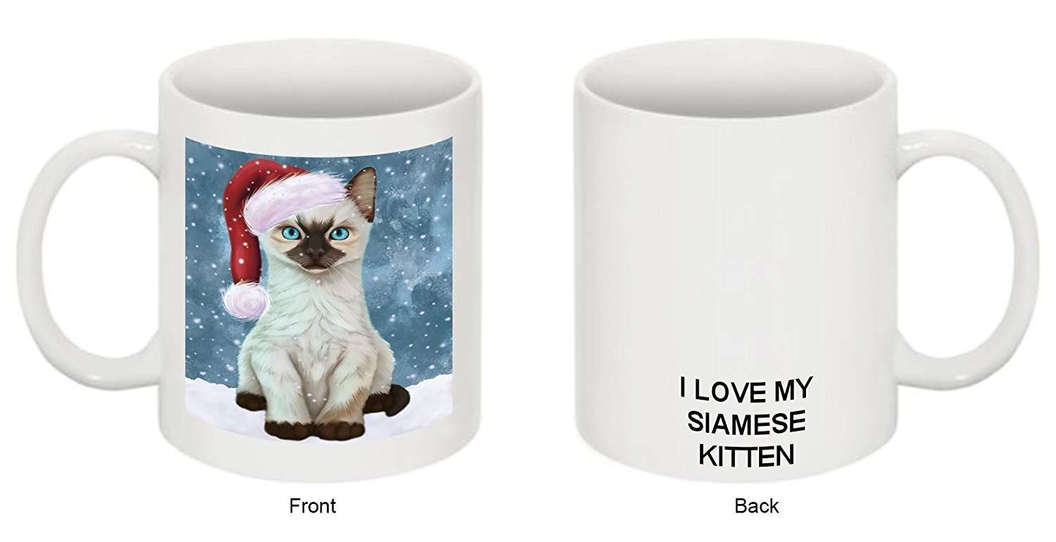 Let It Snow Happy Holidays Siamese Kitten Christmas Mug Cmg0330