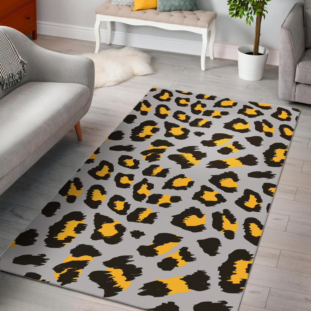 Gray Leopard Print Pattern Area Rug