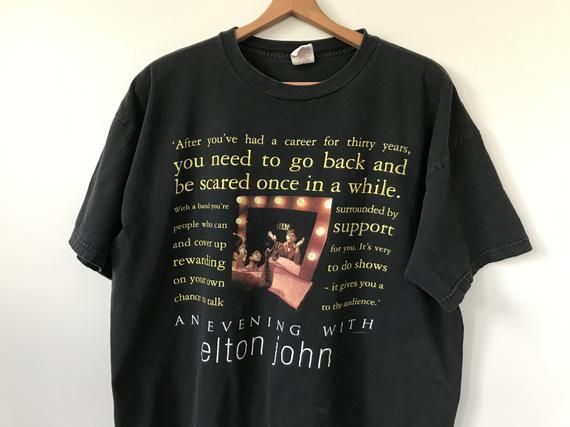 Vintage 90S Elton John Concert Shirtevening With Tour Black Cities Live Shirt