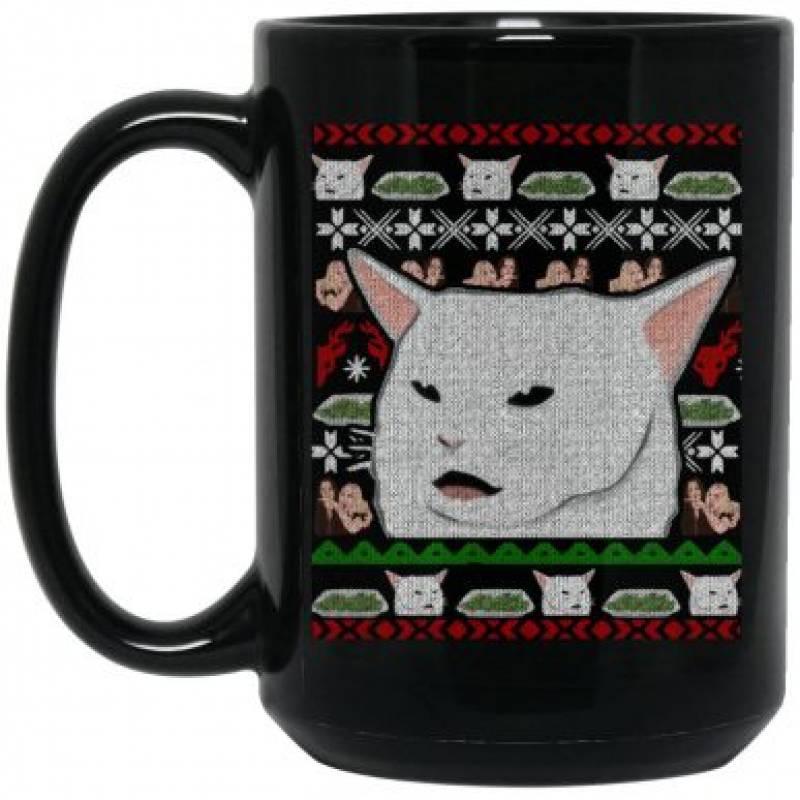 Yelling At A Cat Dinner Table Meme-Best Ugly Christmas Dress  Mug