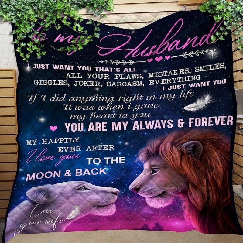 Custom Blanket To My Husband Lion Blanket – Gift For Husband – Quilt Blanket