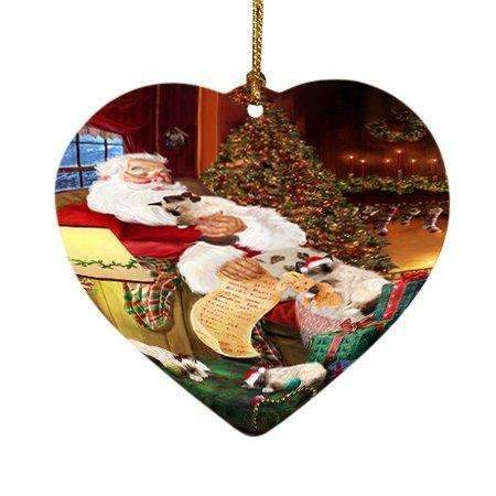 Birman Cats And Kittens Sleeping With Santa Heart Christmas Ornament D389