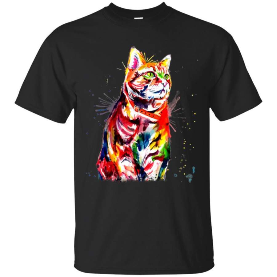 Cat T Shirt Cat Colorful Tie Dye Cat Colorful Tye Dye Kitten T-Shirt