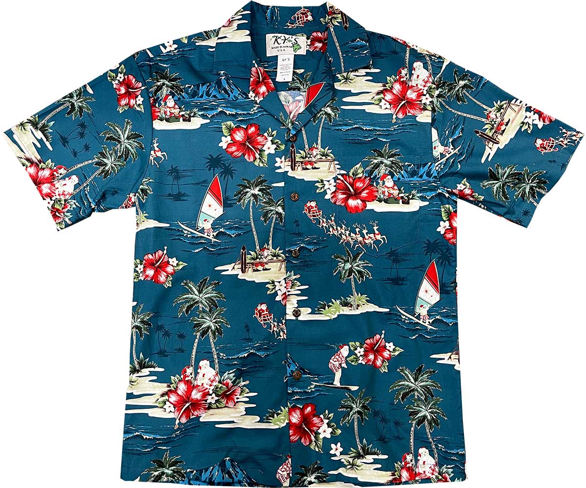 Santa Goes To Hawaiian Green Shirt Ha29379