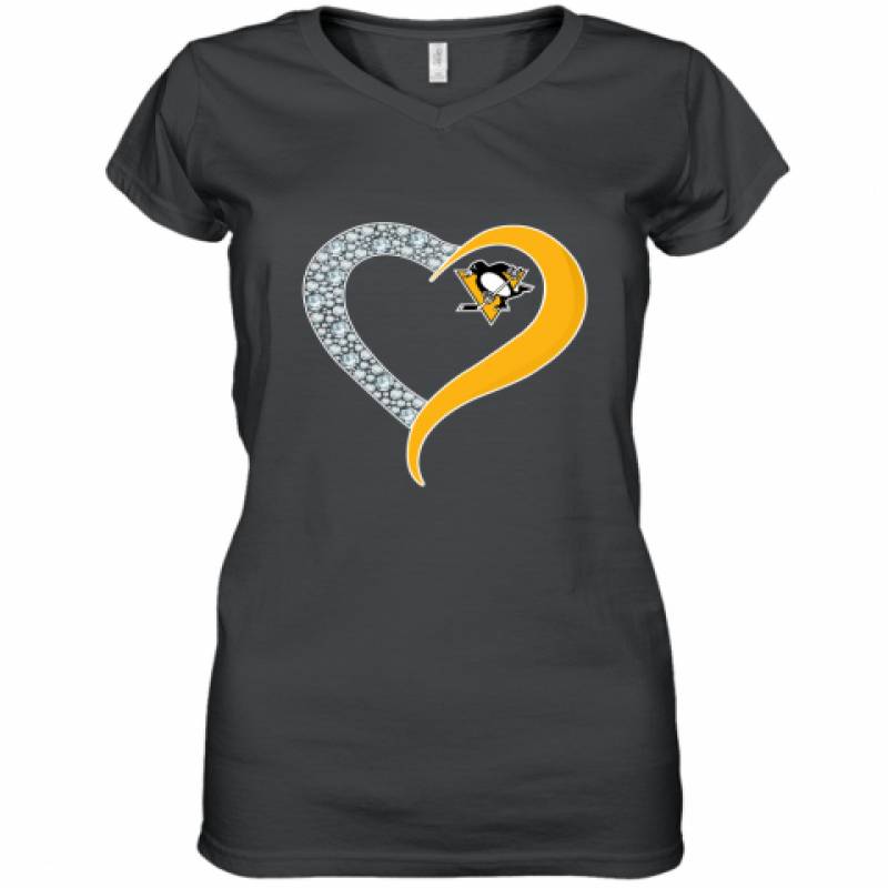 Diamond Pittsburgh Penguins Heart shirt Women's V-Neck T-Shirt