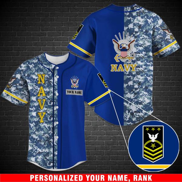 Us Navy Military Baseball Shirt Custom Rank And Personalized Your Name