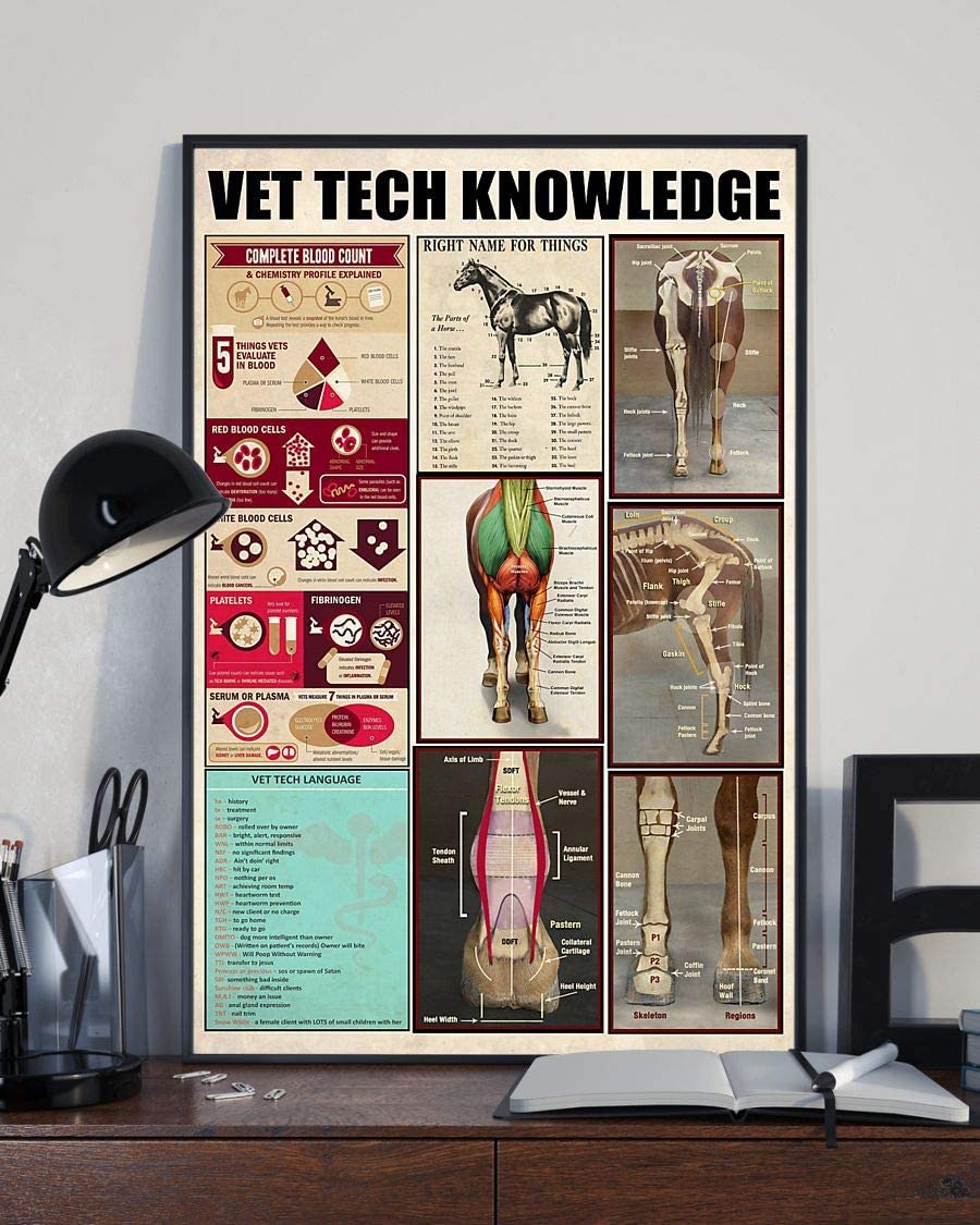 Vet Tech Poster Veterinary Technician Vet Tech Knowledge Wall Posters, Wall Art Home Decor Vintage Posters No Frame