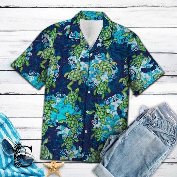 Beach Shirt Shop Turtle Flower Mandala Hawaiian Shirt- Chillicothemall