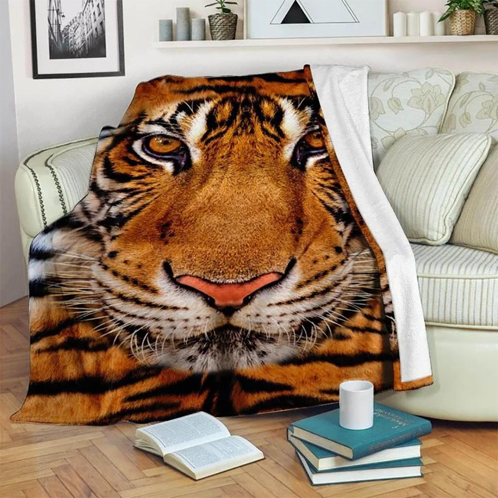 Amazing Tiger Potrait 3D Printed Quilt Blanket