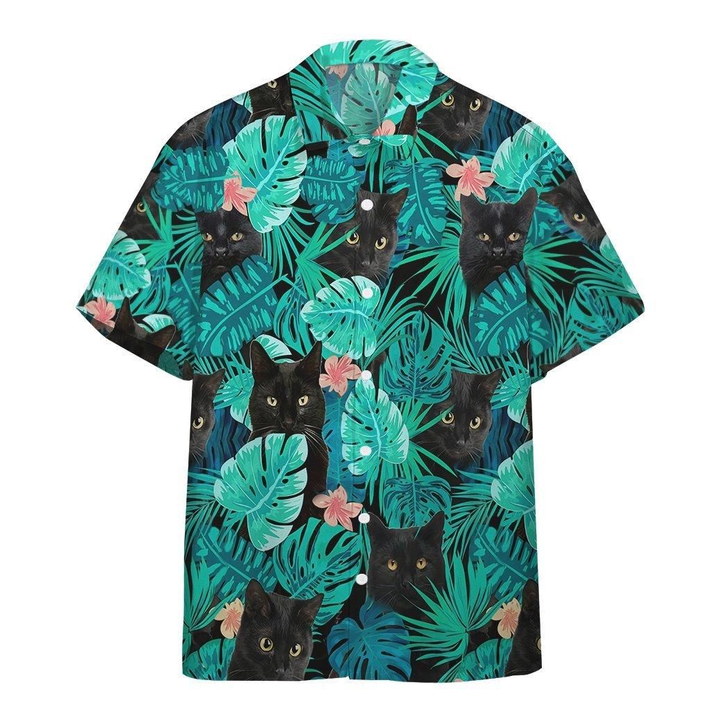 3D Black Cat Tropical Aloha Hawaiian Shirt Colorful Short Sleeve Summer Beach Casual Shirt For Men And Women