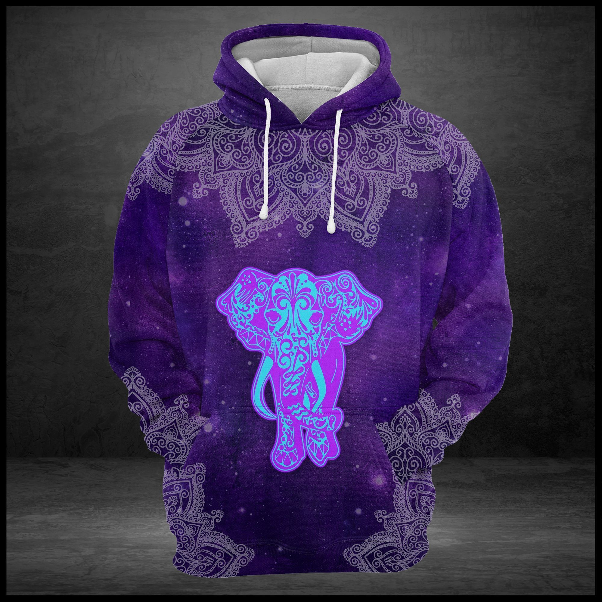 Purple Elephant Mandala Hoodie Bt08