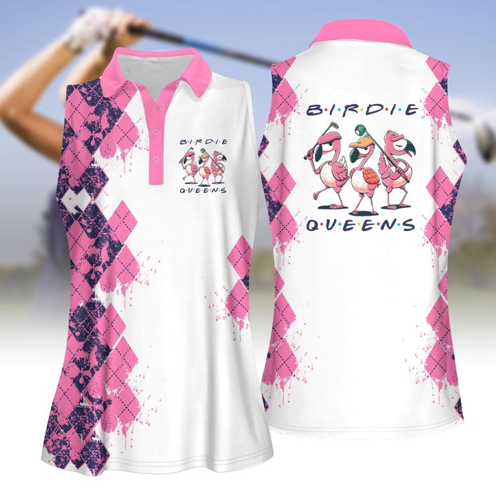 Golf Friends Birdie Queens Women Polo Shirt, Women Short Sleeve Polo Shirt, Sleeveless Polo Shirt