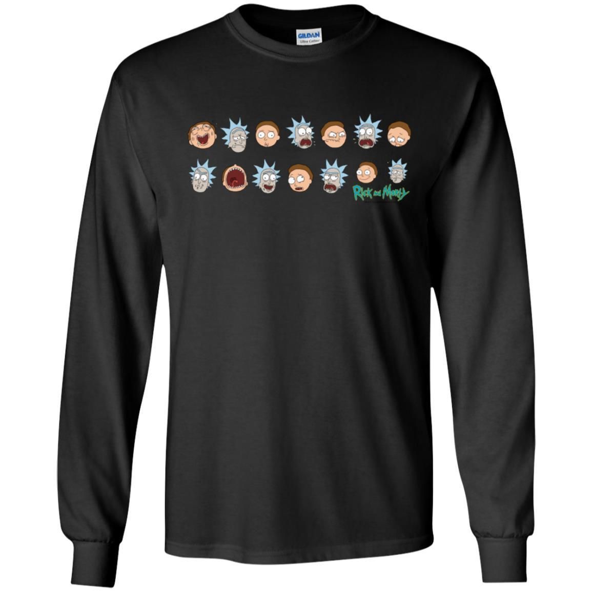 Rick And Morty Expressions Men Long SLeeve Shirt - EmprintsTOP