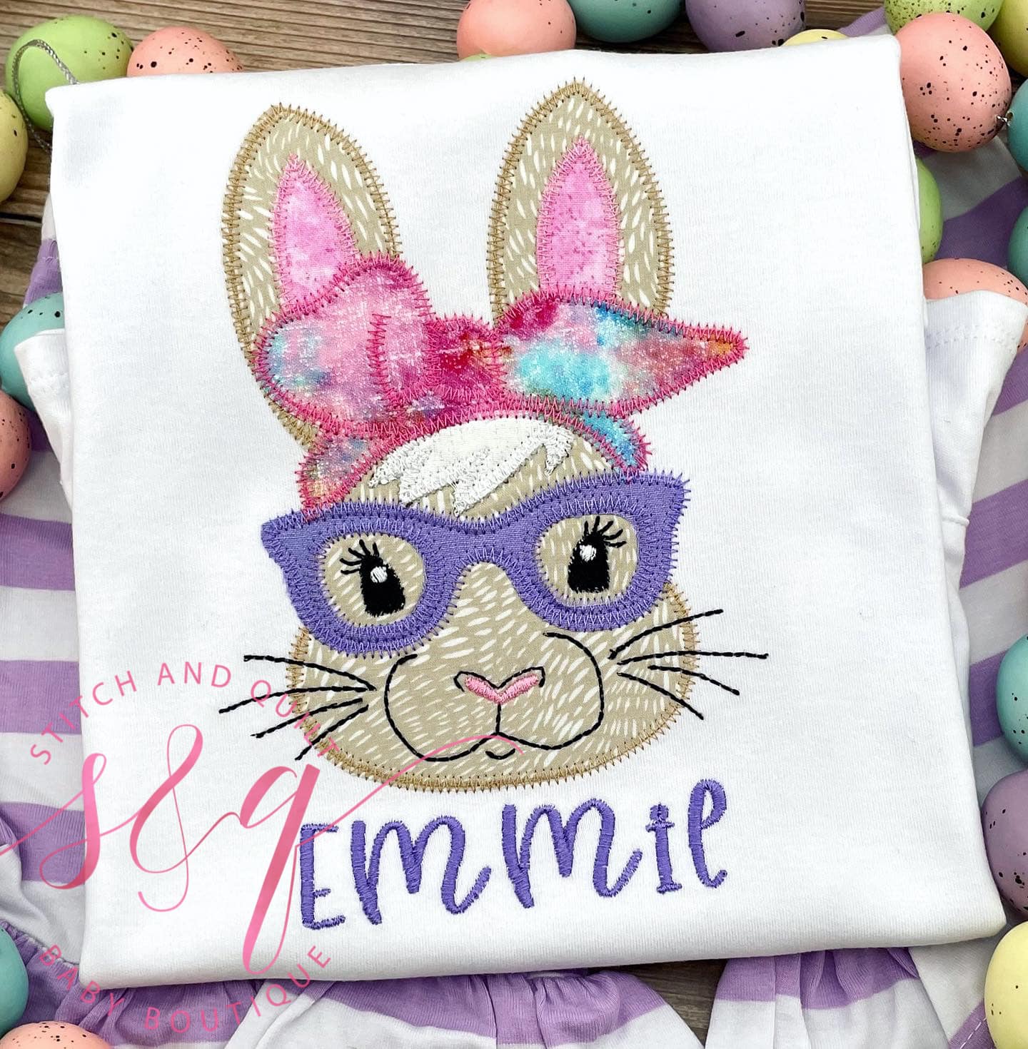 Bunny Glasses Bandana, Girl Easter Bunny Shirt, Girl Easter Bunnyashort Set, Girl Easter Rabbit Shirts, Girl Toddler Easter Outfit