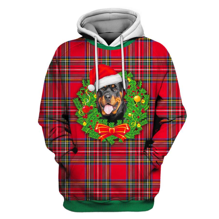 Rottweiler On Christmas Custom T-shirt – Hoodies Apparel