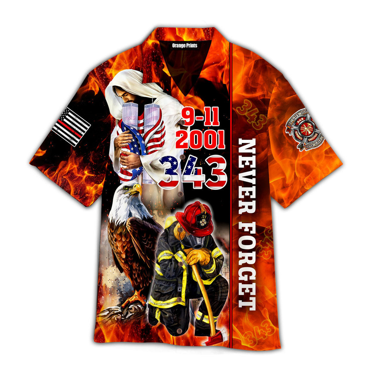 Firefighter God Jesus Bless 911 Day Never Forget Aloha Hawaii Shirts For Men Women Ha62505