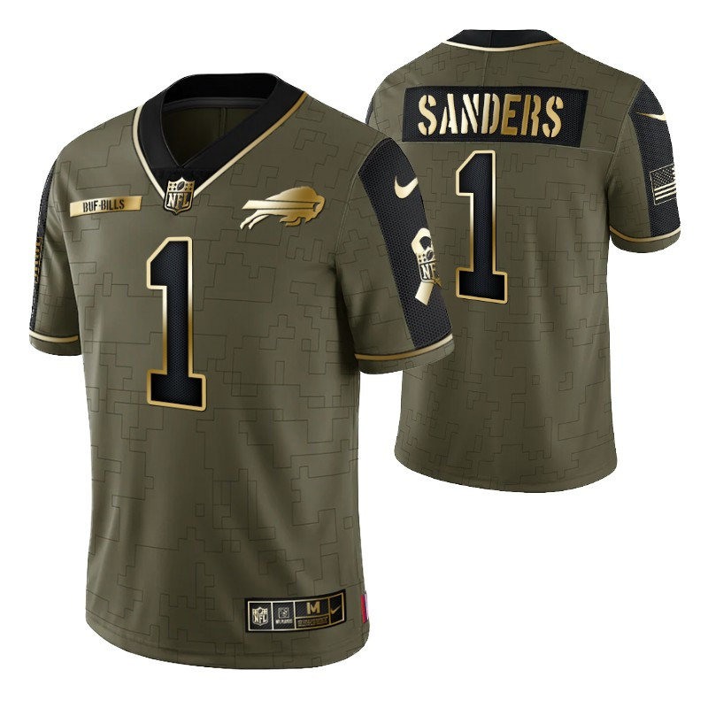 Buffalo Bills Emmanuel Sanders 1 2021 NFL Golden Brandedition Olive Jersey Gift For Bills Fans