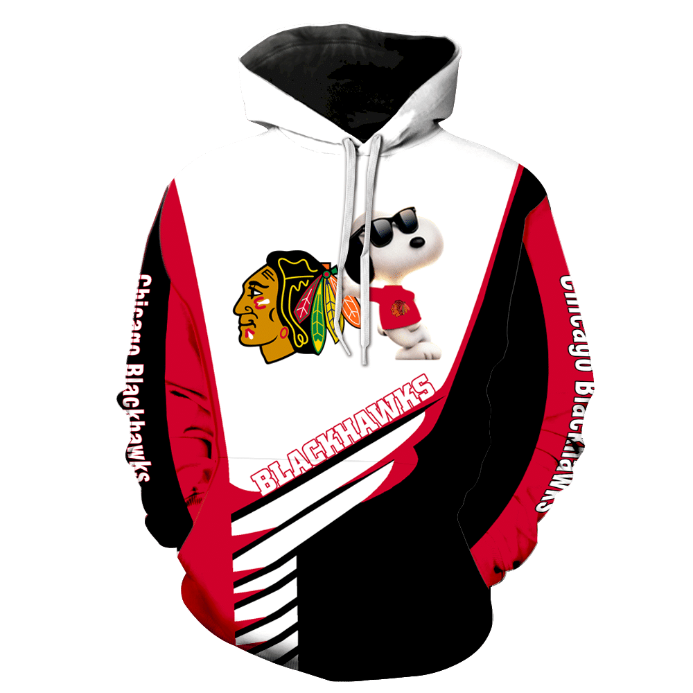 Chicago Blackhawks Snoopy New V1329 3D Pullover Hoodie, Bomber Jacket, Sweatshirt, T-Shirt