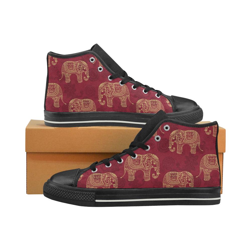 Elephant Tribal Pattern Men’s High Top Shoes Black