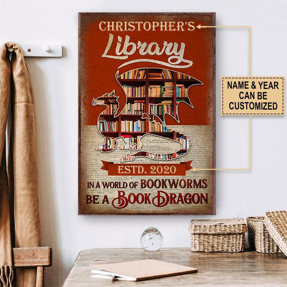 Aeticon Gifts Personalized Reading Be A Book Dragon Canvas Mom Dad Gift Home Decor