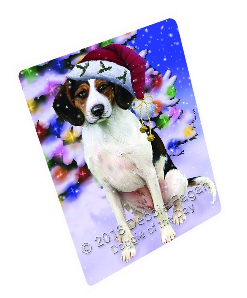 Winterland Wonderland Treeing Walker Coonhound Dog In Christmas Holiday Scenic Background Art Portrait Print Woven Throw Sherpa Plush Fleece Blanket