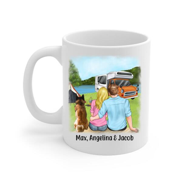 Personalized Mug, Rv Camping Couple & Dogs, Gifts For Camping And Dogs Lovers