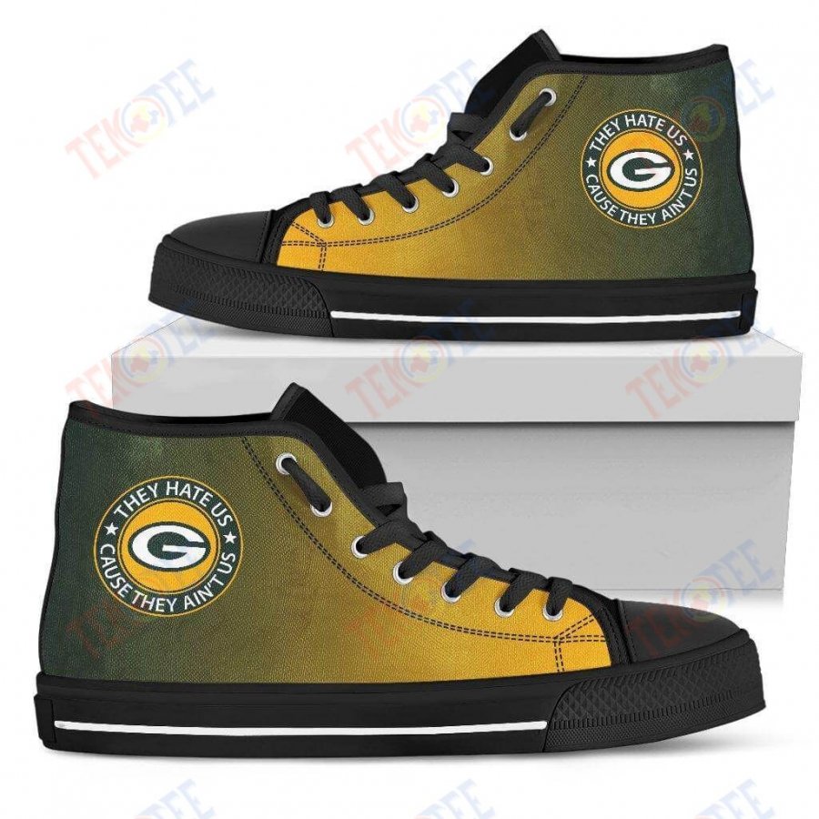 Mens Womens Green Bay Packers High Top Shoes They Hate Us Cause They Aint Ustop Quality TMT855