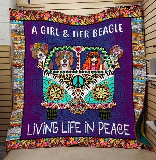 A Girl And Her Beagle 3D Quilt Blanket HGM5