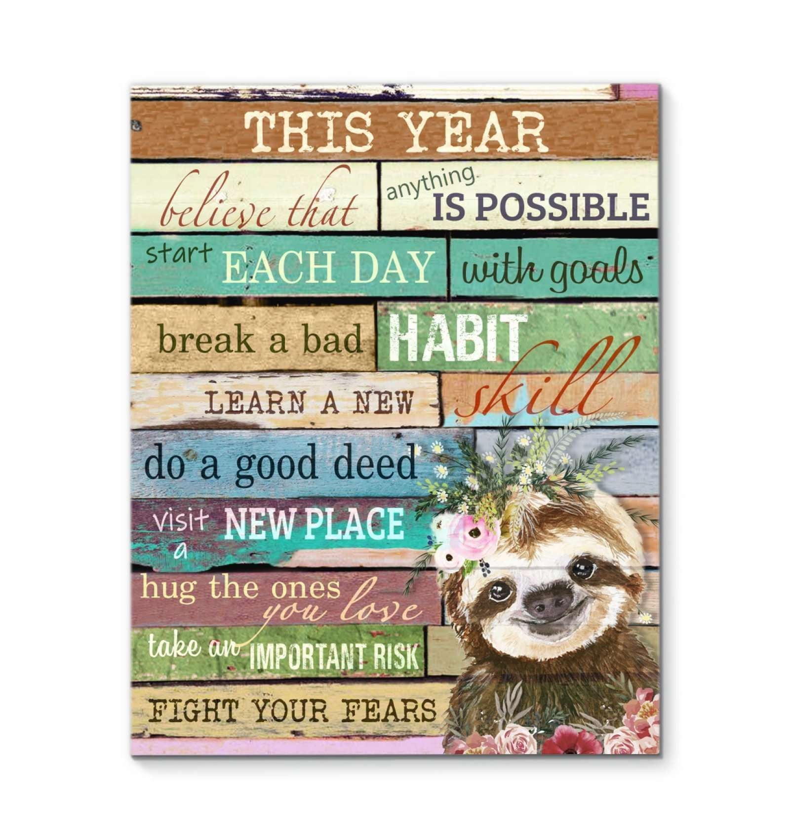 Canvas – Sloth – This Year Gift For Family, Wall Art Decor, Canvas Print, Home Decor