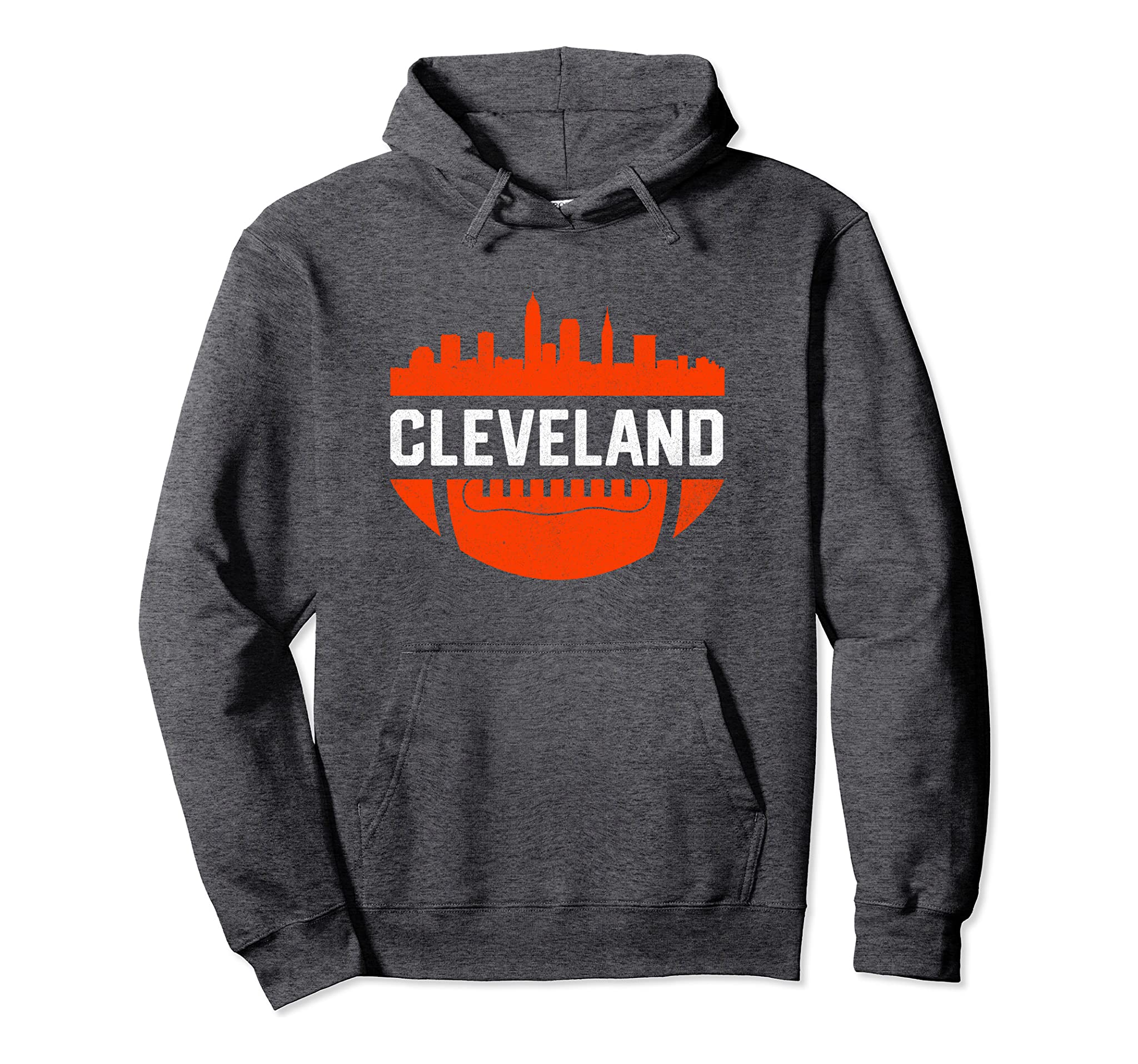 Vintage Downtown Cleveland Ohio Skyline Football Hoodie