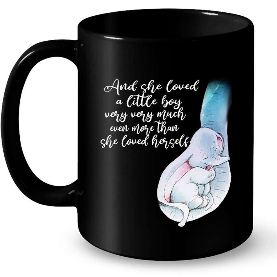 And She Loved A Little Boy Very Very Much Even More Than She Loved Herself, Elephant Design, Mother’s Day Gift – Full-Wrap Coffee Black Mug