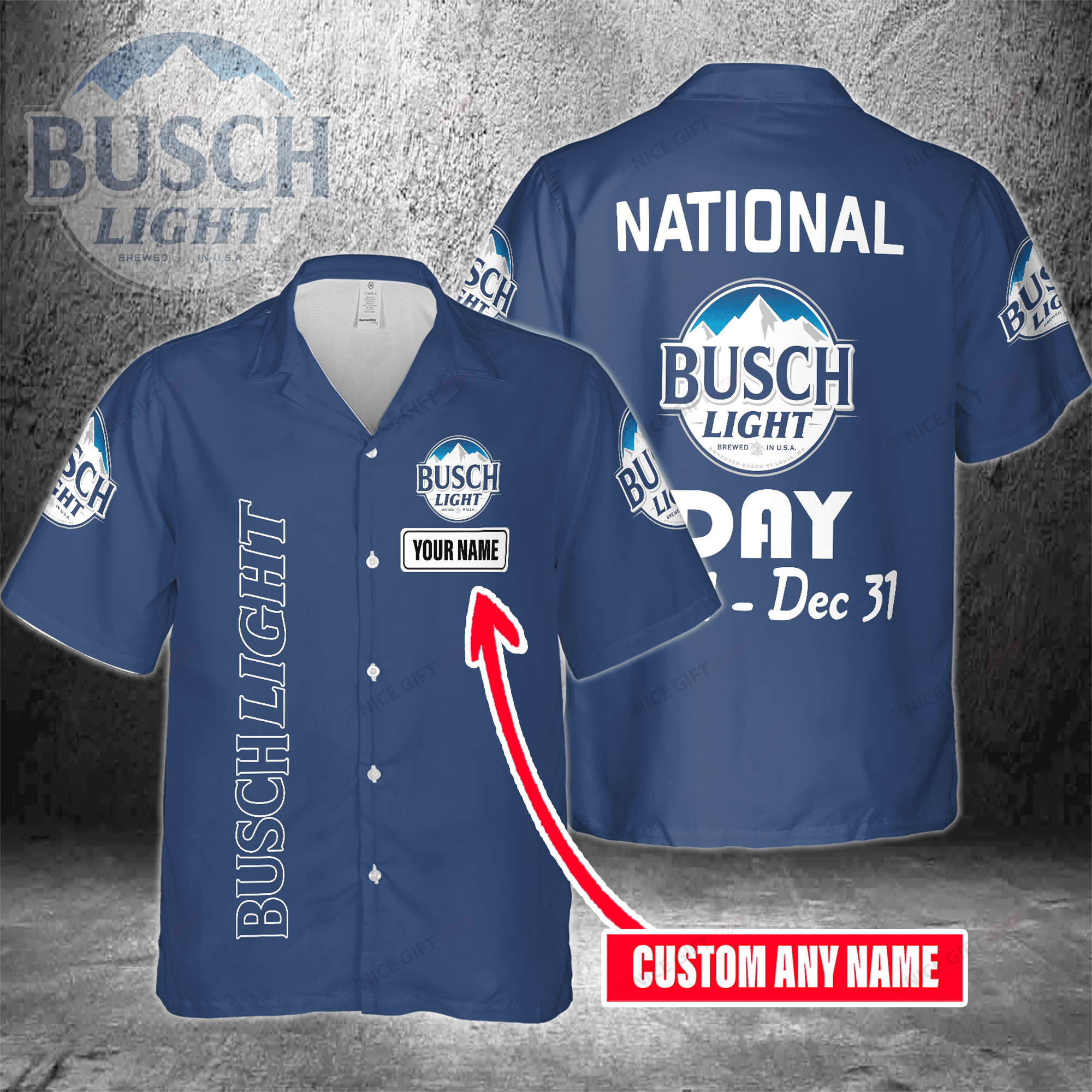 National Busch Light Day Jan 1 – Dec 31 Custom Name Hawaiian Shirt 3Hs-J6R9