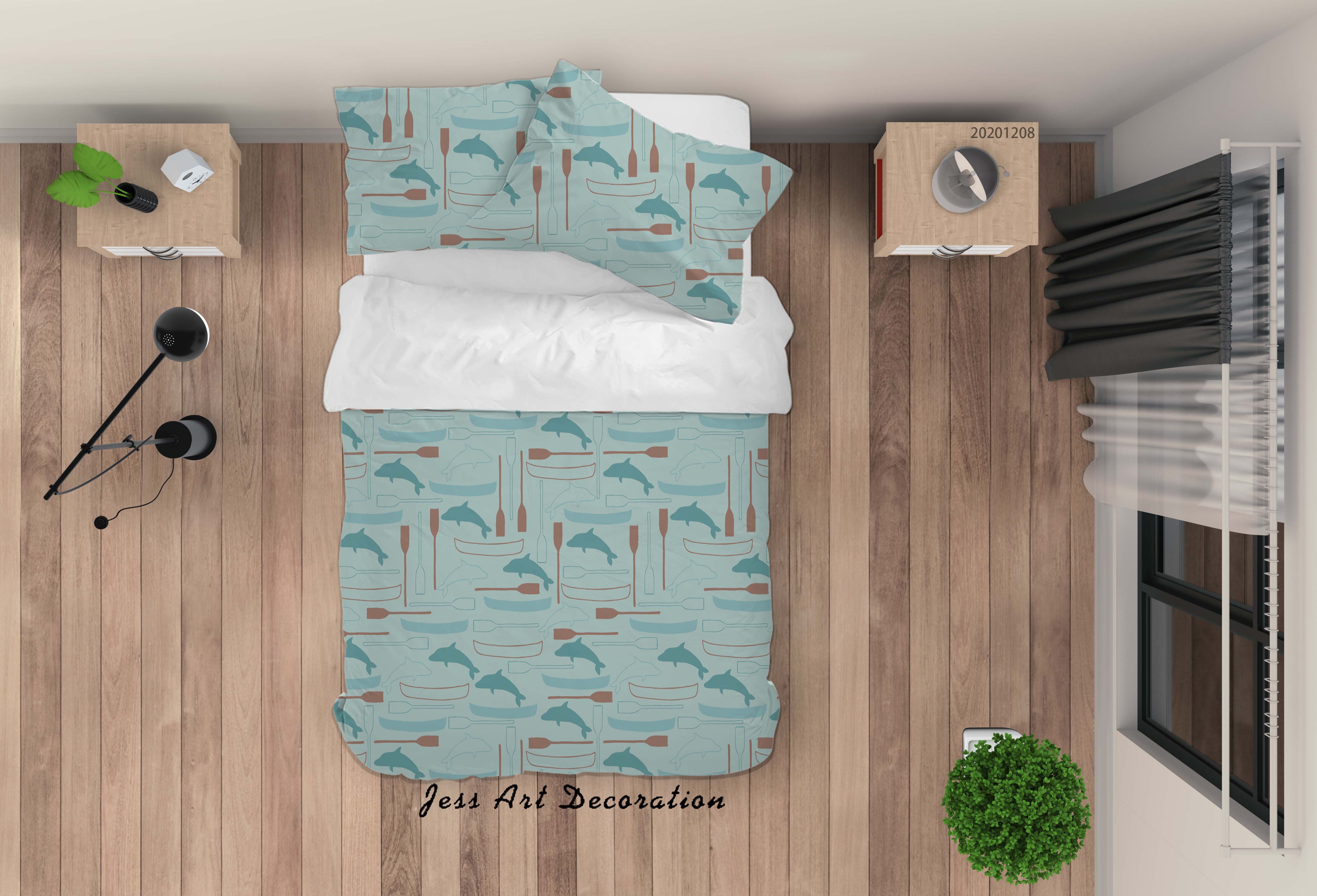 3D Hand Drawn Dolphin Arrow Pattern Quilt Cover Set Bedding Set Duvet Cover Pillowcases Lxl