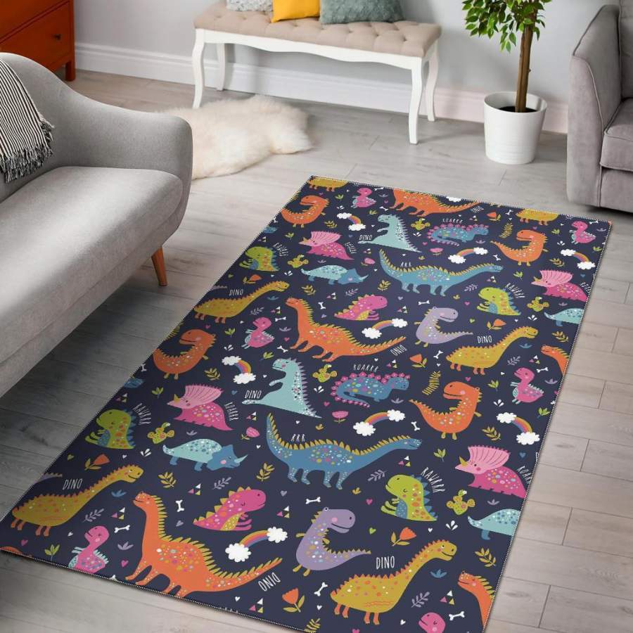 Cartoon Dino Dinosaur Pattern Print Area Rug