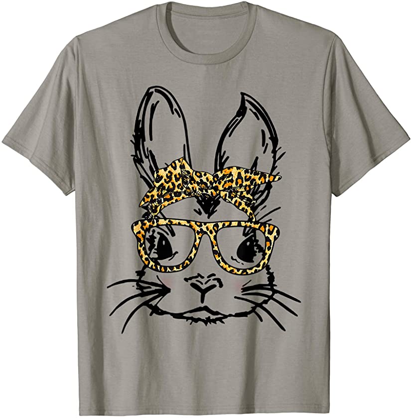 Cute Bunny Rabbit Face Wearing Leopard Glasses Easter Gifts T-Shirt