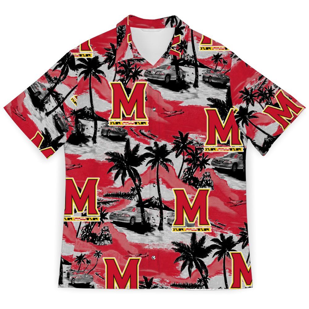 NCAA Maryland Terrapins Coconut Trees Car Hawaiian Shirt